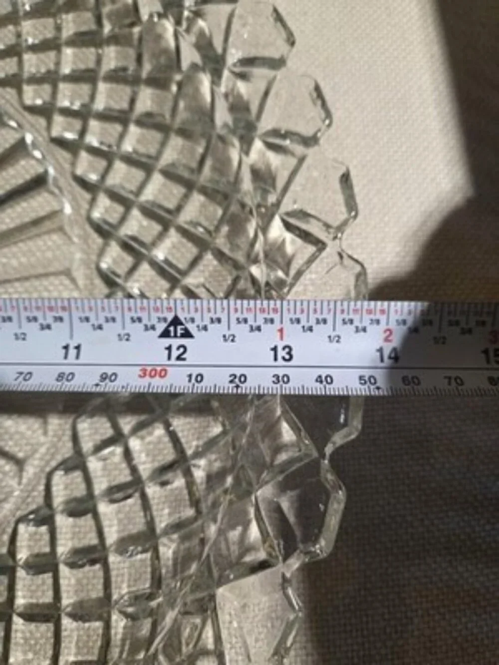 Anchor Hocking Waterford Waffle Serving Plate 13.75 Inch Vintage Pressed Glass